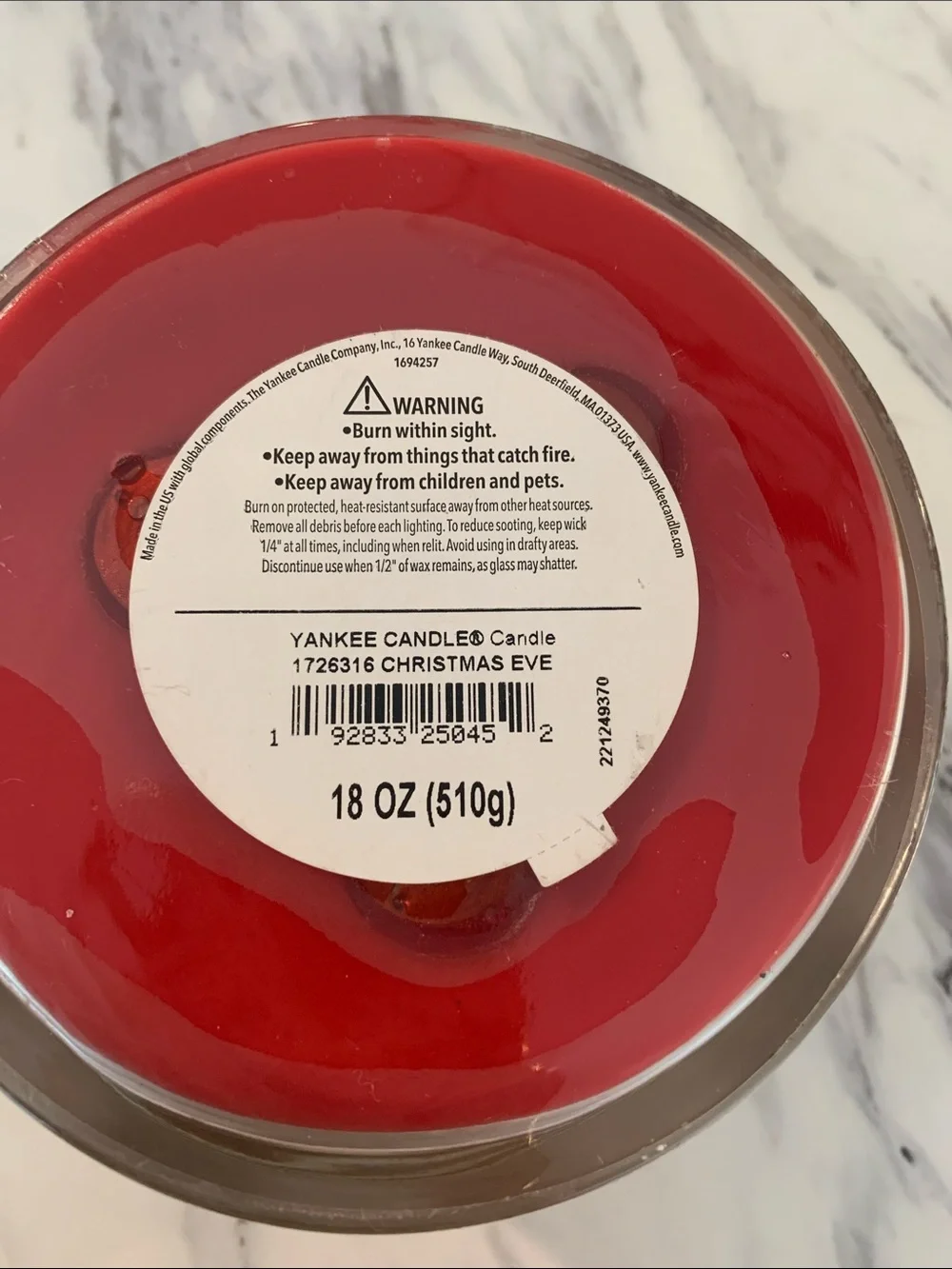 Christmas Eve Yankee Candle 18oz 3 wick
